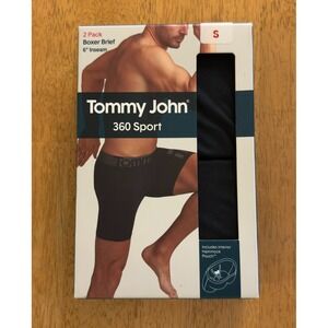 NEW! 2-Pack Tommy John 360 Sport Boxer Brief Mens Small Black Hammock Pouch NIB